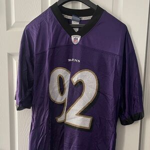 Reebok Men's Purple Baltimore Football Jersey #92 with Black Trim